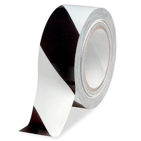 Cinta Vinílica para Marcar Pisos de 2" x 36 Yardas (50mm x 33 Mts), Blanco/Negro