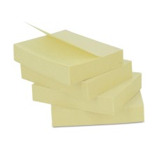 Notas Adhesivas 3'' X 3'' (7.62 X 7.60 Cm), Universal, Color Amarillo, Paq/18 con 100 c/u