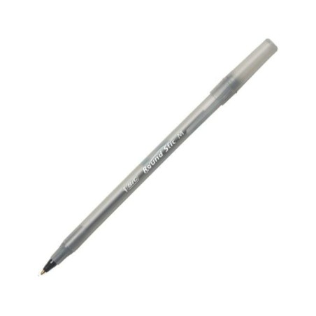 Bolígrafo Punto Fino 0.8 mm, Bic® Round Stic Xtra Precision, Cuerpo Translucido, Tinta Negra, Caja/12