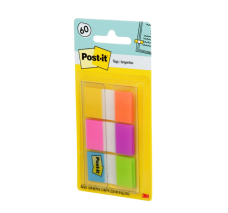 Banderitas Adhesivas Post-It® 1" x 1 7/10", Colores Variados, Paquete/60