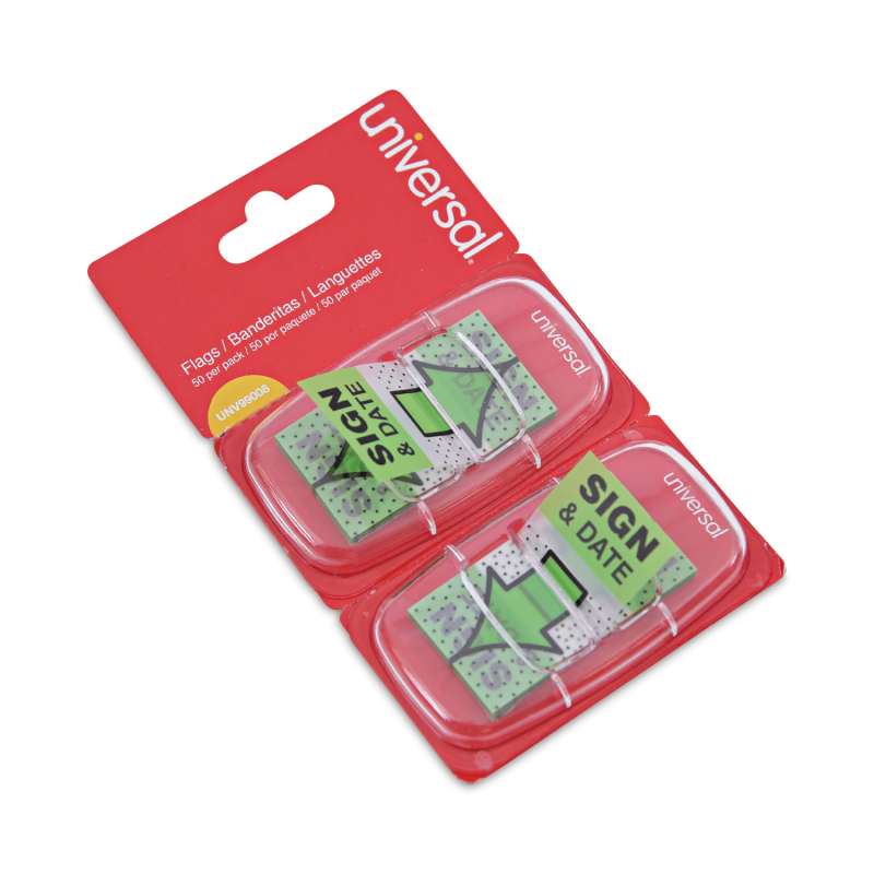 Banderitas Adhesivas Universal con nota, Color verde, Paquete/50