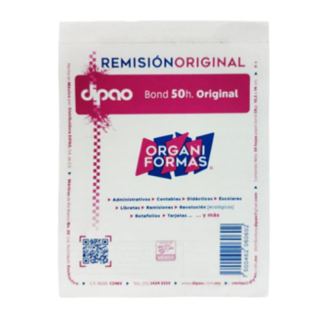 Remisión Original Organiformas, Paquete/10 Blocks de 50 Hojas C/U