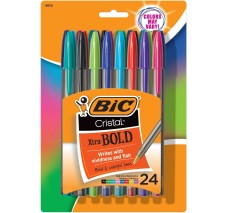 Bolígrafos Punto Mediano 1.6 mm, Bic® Cristal  Xtra Bold, Colores Surtidos, Paq/24