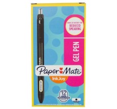 Bolígrafo de Gel Retráctil, Punto Mediano 0.7 mm, Paper Mate Inkjoy, Tinta Negra, Caja/12