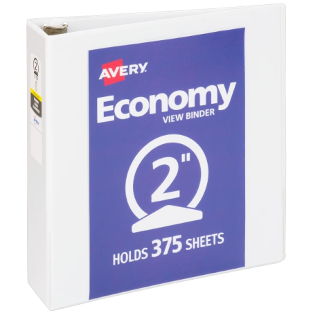 Carpeta Avery de 2'', 3 Anillos en O, 11'' X 8.5'', Capacidad para 375 Hojas, Blanca