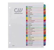 Separadores de Pestañas Insertables Alfabéticas, Multicolor, Set/26