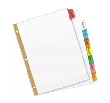 Separadores de Plástico para hojas, Tamaño Carta, Paquete/8