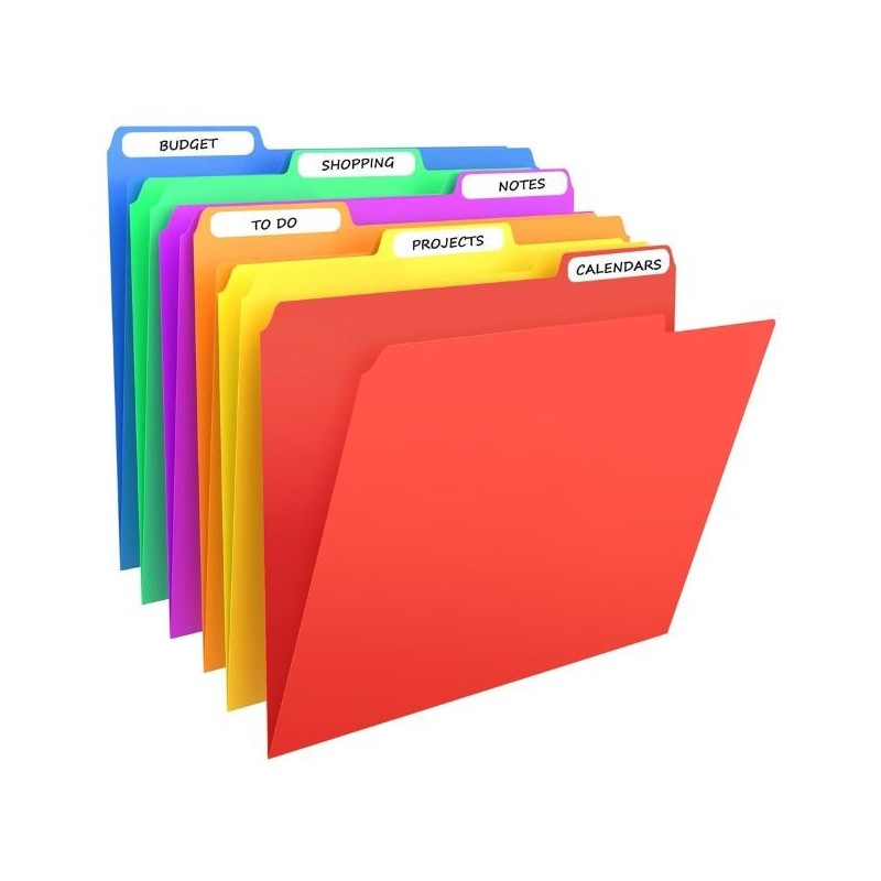 Folder De Plástico Para Archivo Tamaño Carta Classic, Pestaña Superior De 1/3, Colores Variados, Paquete/6