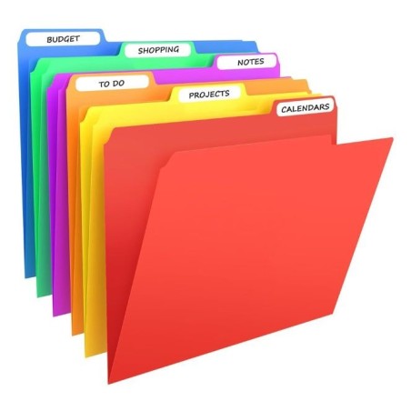 Folder De Plástico Para Archivo Tamaño Carta Classic, Pestaña Superior De 1/3, Colores Variados, Paquete/6