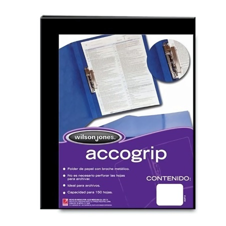 Folder con Broche Metálico, Tamaño Carta, Negro, Paquete/4