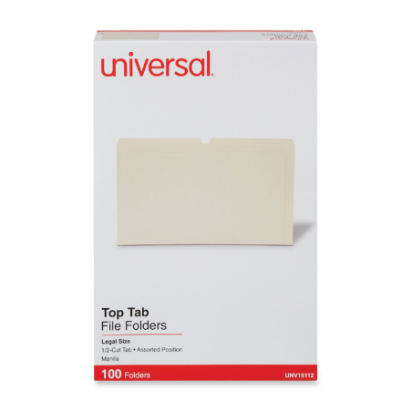 Folder Tamaño Oficio Manila Universal, Con Pestaña Superior 1/2, Caja/100