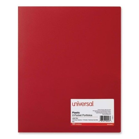 Folder De Plástico Con Dos Apartados, Tamaño Carta, Rojo, Paquete/10