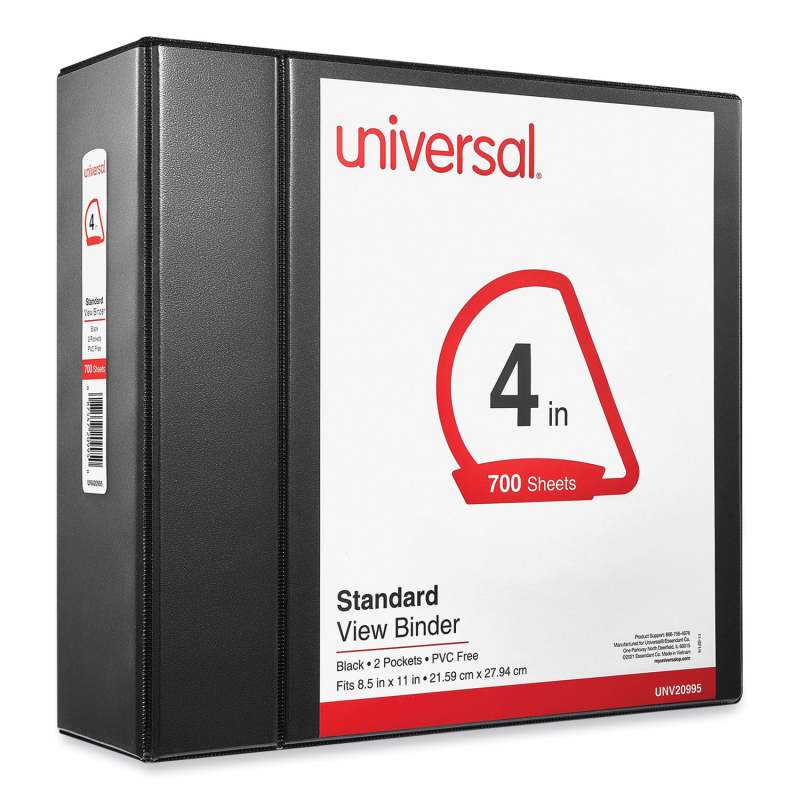 Carpeta de 4’' Universal, Arillo en D, Capacidad 755 Hojas, Negra