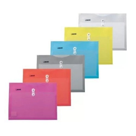 Sobre de Plástico con Hilo, Tamaño Carta Horizontal, MAE, Paquete/12