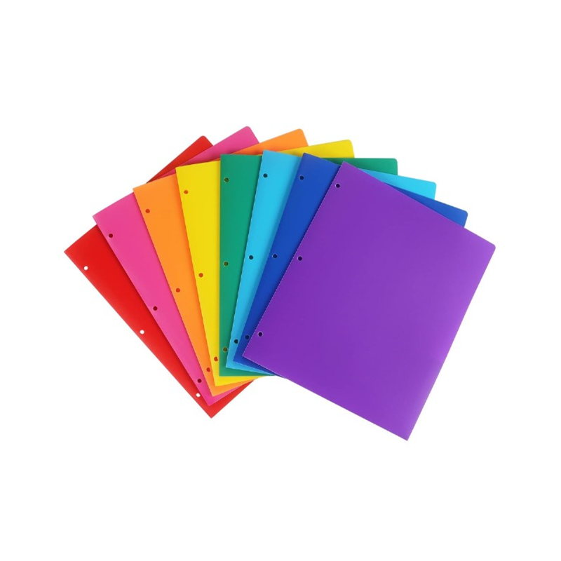Folders de Plástico Resistente 8.5'' X 11'', Tres Orificios, Colores Variados, Paquete/8
