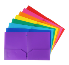 Folders de Plástico Resistente 8.5'' X 11'', Tres Orificios, Colores Variados, Paquete/8