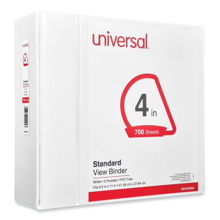 Carpeta de 4’' Universal, Arillo en D, Capacidad 775 Hojas, Blanca