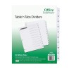 Separadores para hojas, Tamaño Carta, Color blanco, Pestañas Numéricas (1-10), Paquete/10