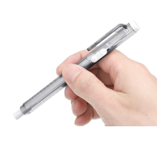 Borrador Retráctil De Goma Blanca, Barril Gris