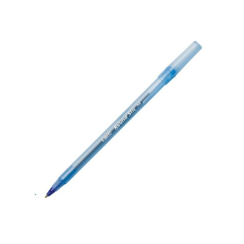Bolígrafo Punto Fino 0.8 mm, Bic® Round Stic Xtra Precisión, Cuerpo Translucido, Tinta Azul, Caja/12