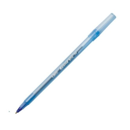 Bolígrafo Punto Fino 0.8 mm, Bic® Round Stic Xtra Precisión, Cuerpo Translucido, Tinta Azul, Caja/12