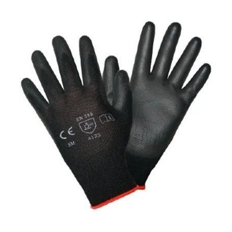Guante Negro con Palma de Poliuretano, Par