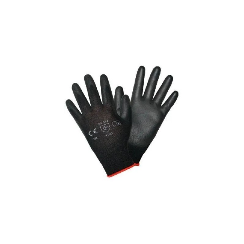 Guante Negro con Palma de Poliuretano, Par