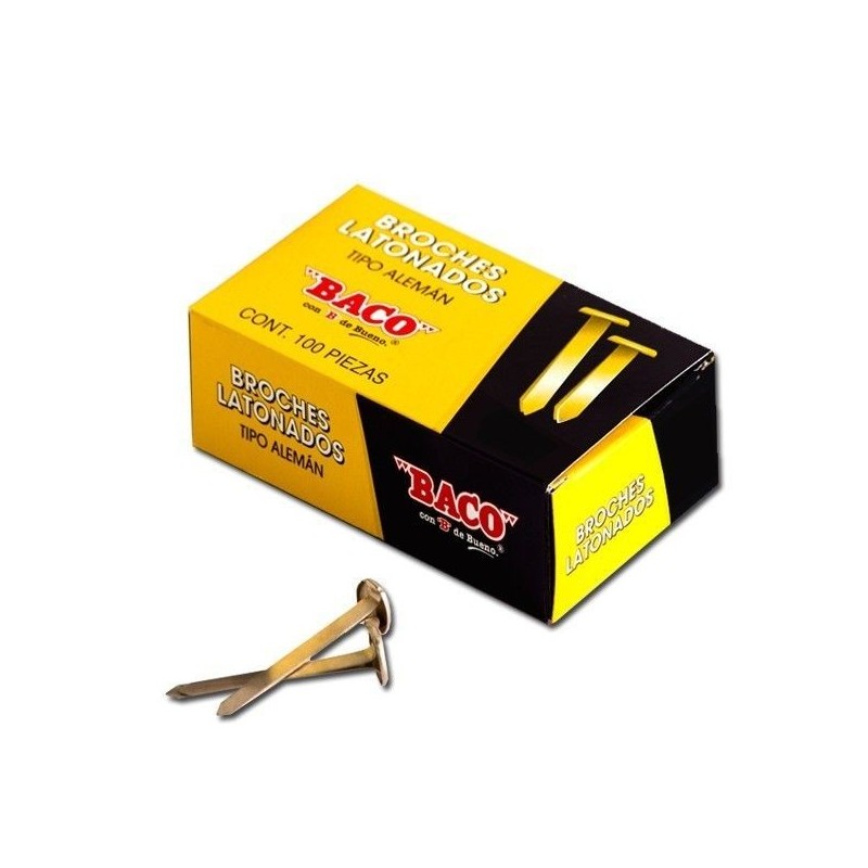 Broche Latonado Tipo Alemán 4 22 mm, Baco, Caja/100