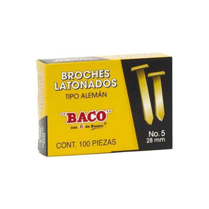Broche Latonado Tipo Aleman 5 28 mm, Baco, Caja/100