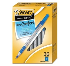 Bolígrafo Punto Mediano 1.2 mm, con Agarre, Stic Redondo, Bic®  Xtra Comfort, Tinta azul, Caja /36