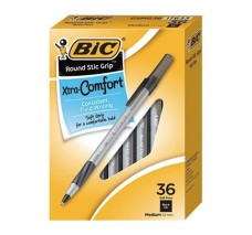 Bolígrafo Punto Mediano 1.2 mm, Con Agarre Stic Redondo, Bic®  Xtra Comfort, Tinta Negra, Caja /36