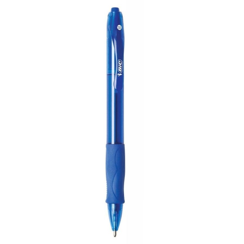 Bolígrafo Retráctil de Gel, Punto Mediano1.6 mm, Bic®  Glide Bold, Tinta Azul, Caja/12
