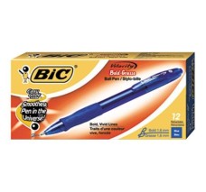 Bolígrafo Retráctil de Gel, Punto Mediano1.6 mm, Bic®  Glide Bold, Tinta Azul, Caja/12