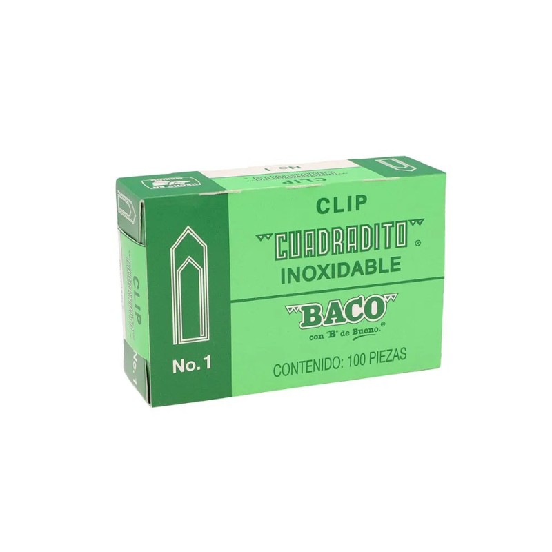 Clip Cuadradito No.1, Baco, Caja/100