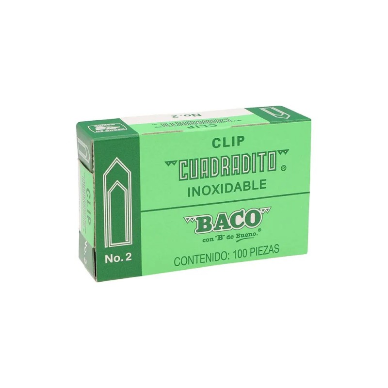 Clip Cuadradito No.2, Baco, Caja/100