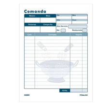 Comanda 1/8 Original, Paquete con 10 Blocks con 40 Hojas c/u