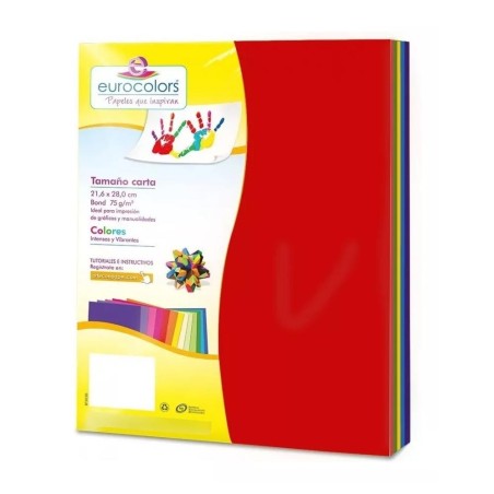 Hojas de Colores, Tamaño Carta, Eurocolors, Colores variados, Paq/500