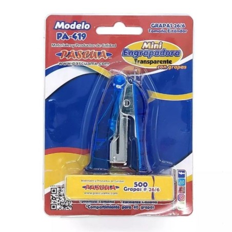 Engrapadora Mini de Plástico Transparente, 15 Hojas, Grapas Estándar 24/6, Pascua