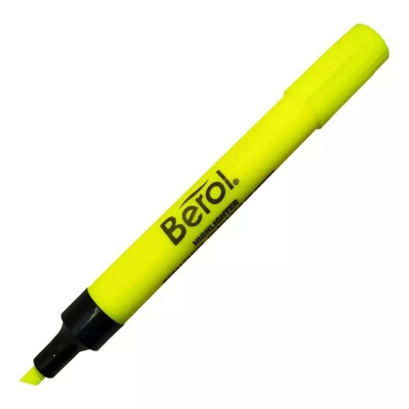 Resaltador Berol, Punta cincel, Amarillo Flourecente, Caja/12