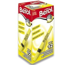 Resaltador Berol, Punta cincel, Amarillo Flourecente, Caja/12