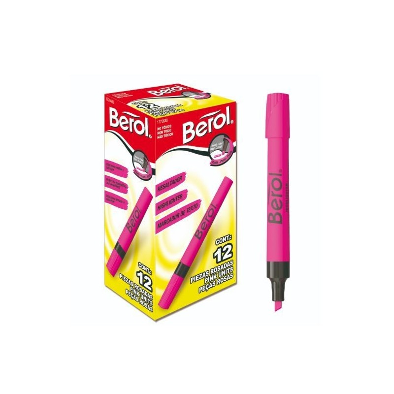 Resaltador Berol, Rosa Flourecente, Caja/12