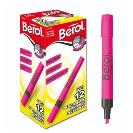 Resaltador Berol, Rosa Flourecente, Caja/12