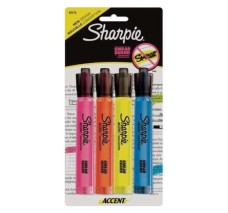 Resaltadores Smear Guard Sharpie, Punta De Cincel, Colores Fluorescentes, Paquete/4