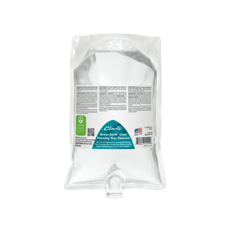 Jabón Espuma para Manos CLARIO 1000 Ml. Sin Aroma, Sin Color