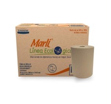 Toalla para Manos Línea Ecológica - Hoja Sencilla MARLI® 180 metros, 6 rollos/caja.