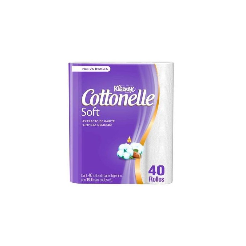 Papel Higiénico Cottonelle Soft - Hoja Doble KLEENEX® 40 Rollos/paquete.