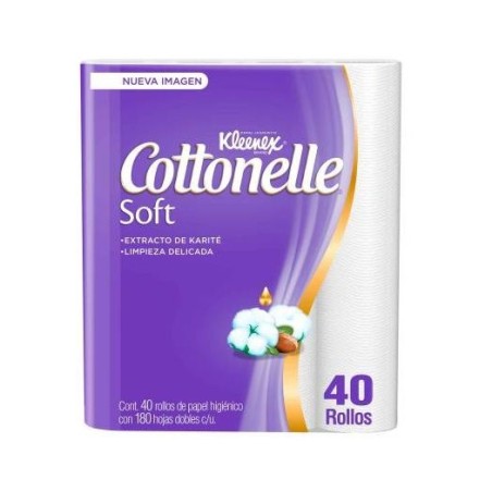 Papel Higiénico Cottonelle Soft - Hoja Doble KLEENEX® 40 Rollos/paquete.