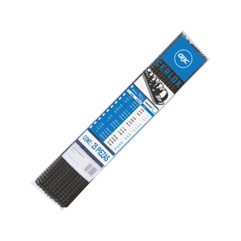 Arillo de Plástico 3/8 Perfex, 50 Hojas, Color Negro, Paquete/25