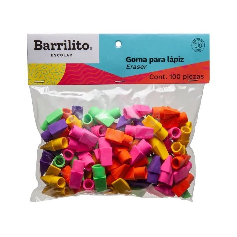 Borrador De Capuchón Para Lápiz, Colores Surtidos, Paquete/100