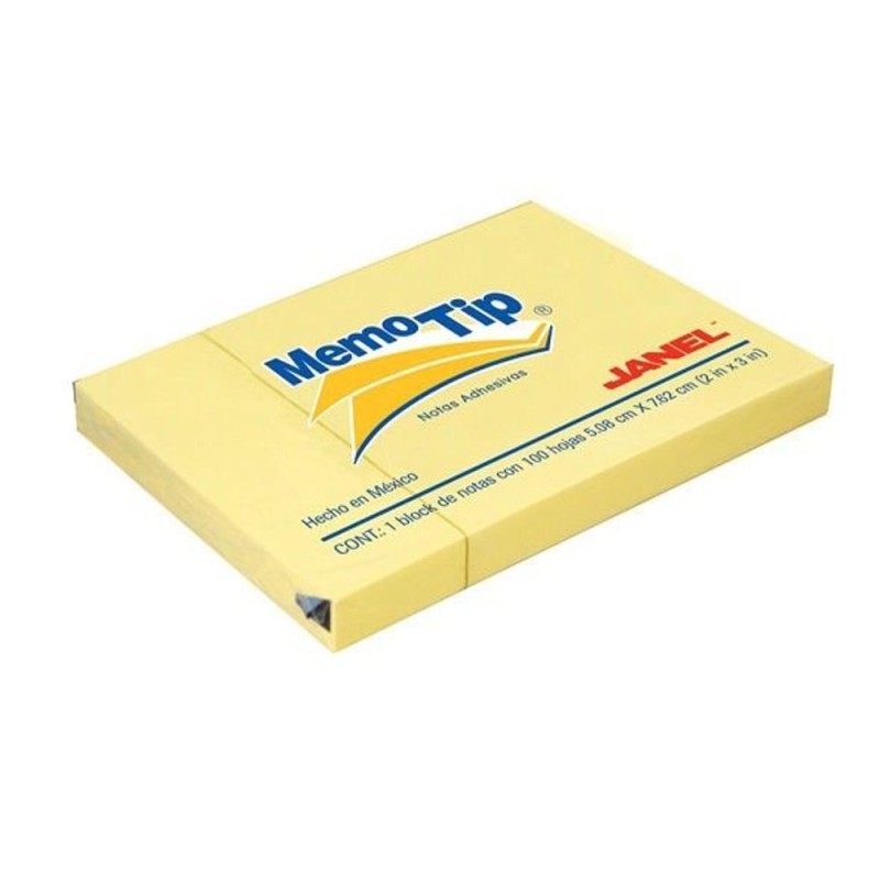 Notas Adhesivas 2'' X 3'' (5.08 x 7.62 cm), Memo Tip, Color Amarillo,  Paq/12 Blocks con 100 c/u